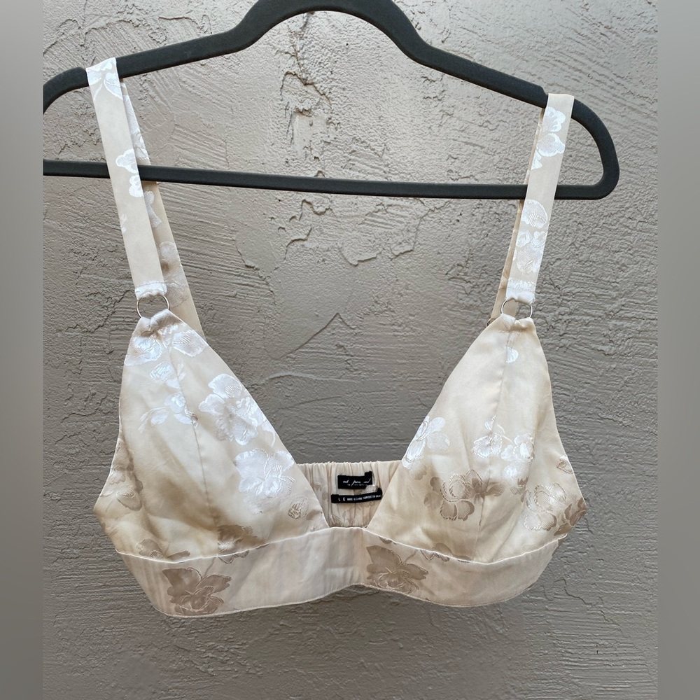 Cream Jacquard Floral Bralette